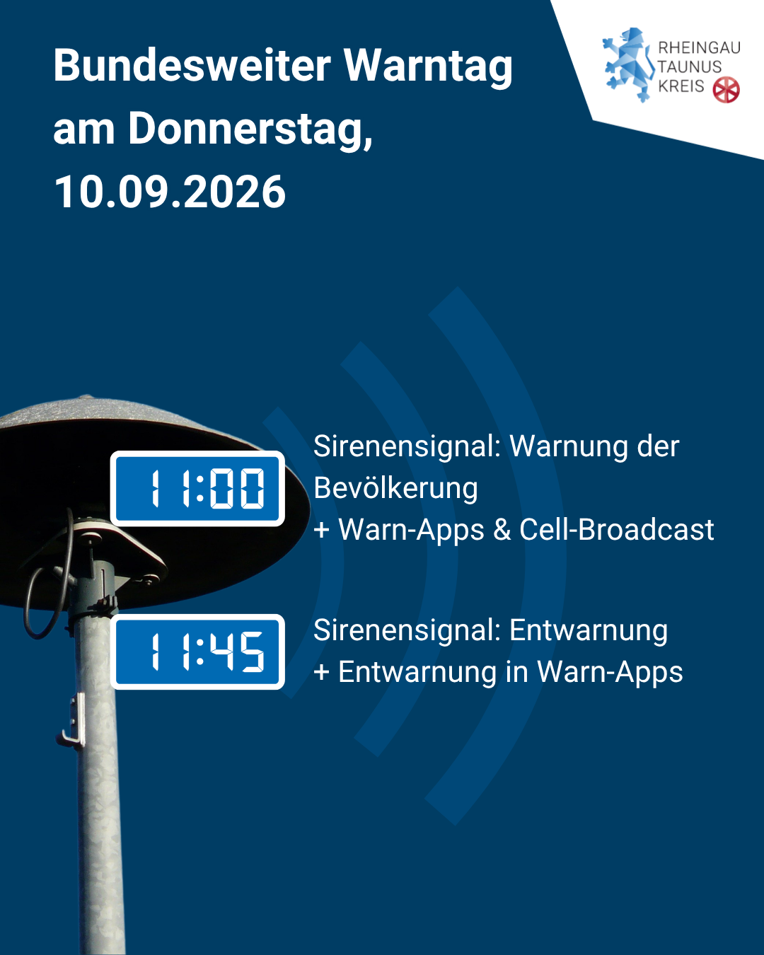 Bundesweiter Warntag am Donnerstag, den 10. September 2026