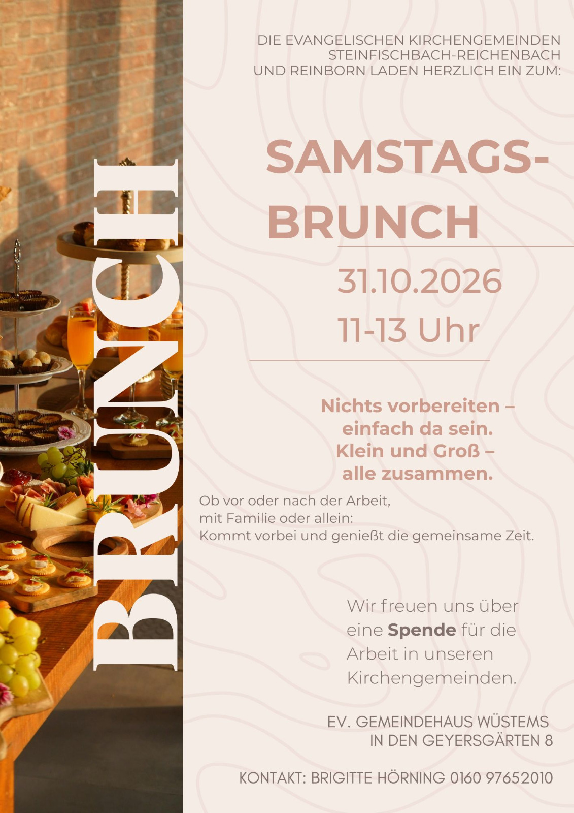 Samstags-Brunch am 31. Oktober 2026 ab 11:00 Uhr im ev. Gemeindehaus Wüstems